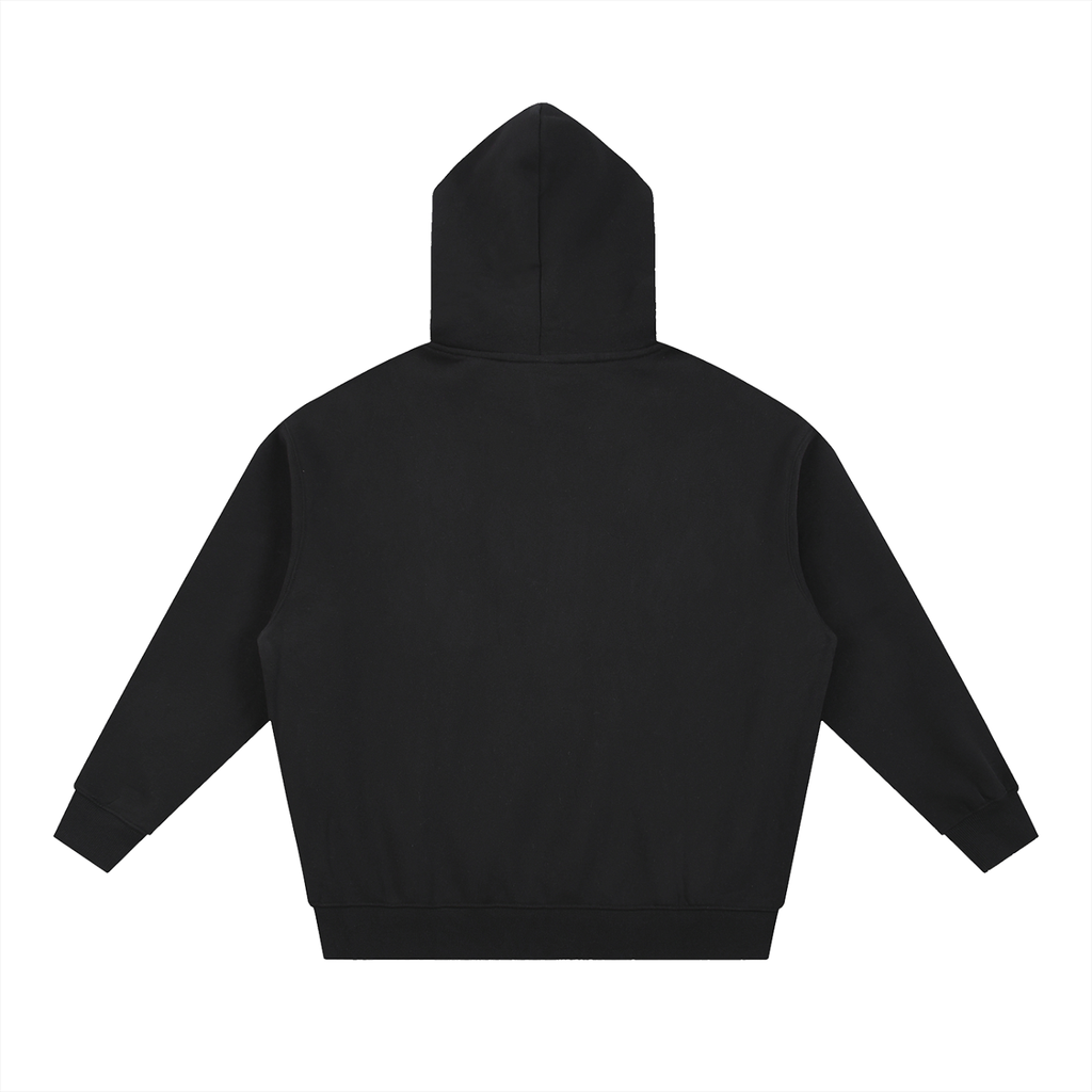 The Discipline Hoodie back – Black calisthenics zip-up hoodie back view, premium street workout apparel