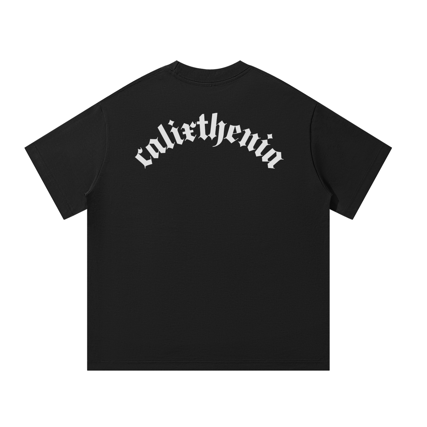 Relic Tee – Black calisthenics graphic t-shirt with gothic Calixthenia emblem, street workout wear
