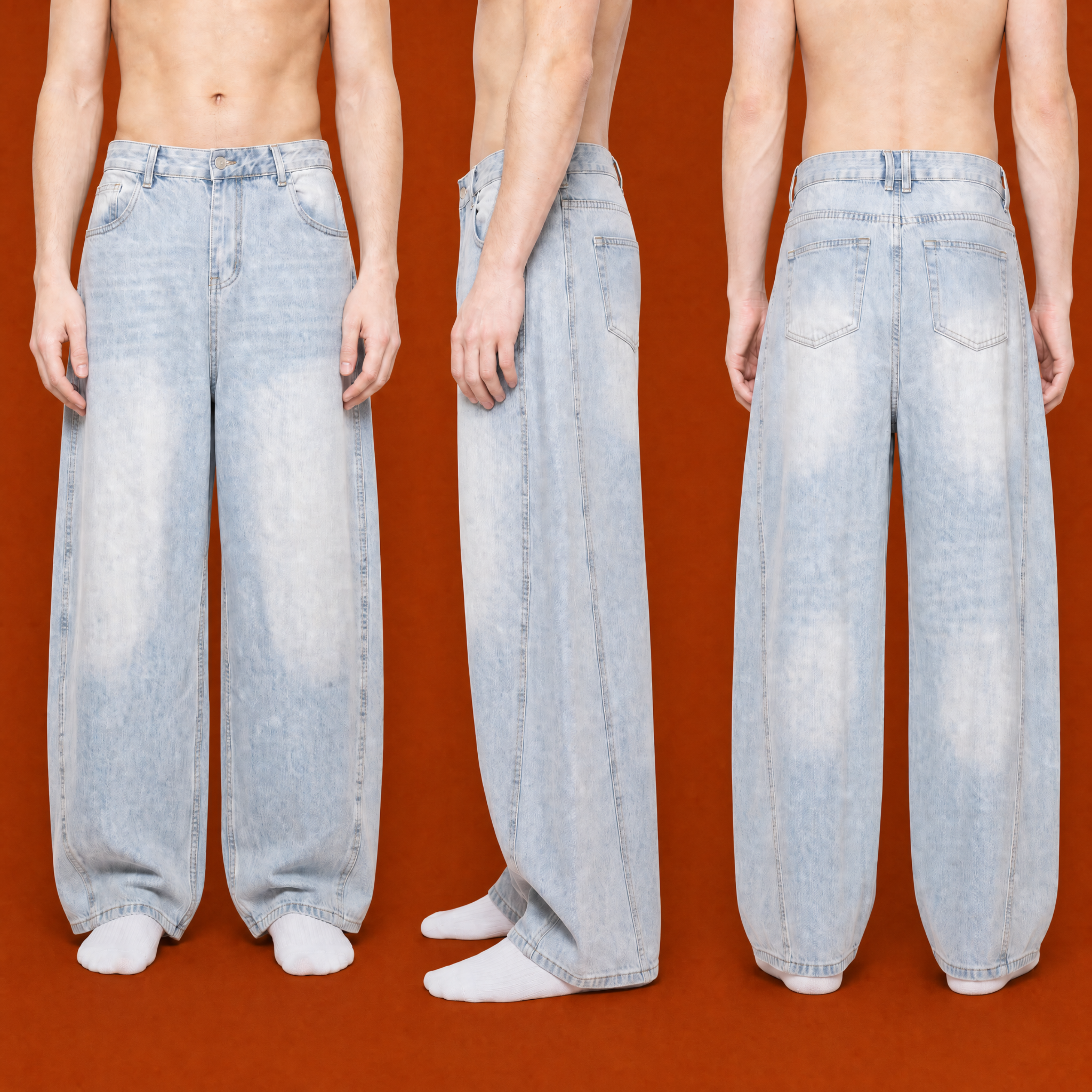 Foundation Denim – Dark wash calisthenics street workout jeans, relaxed fit urban streetwear
