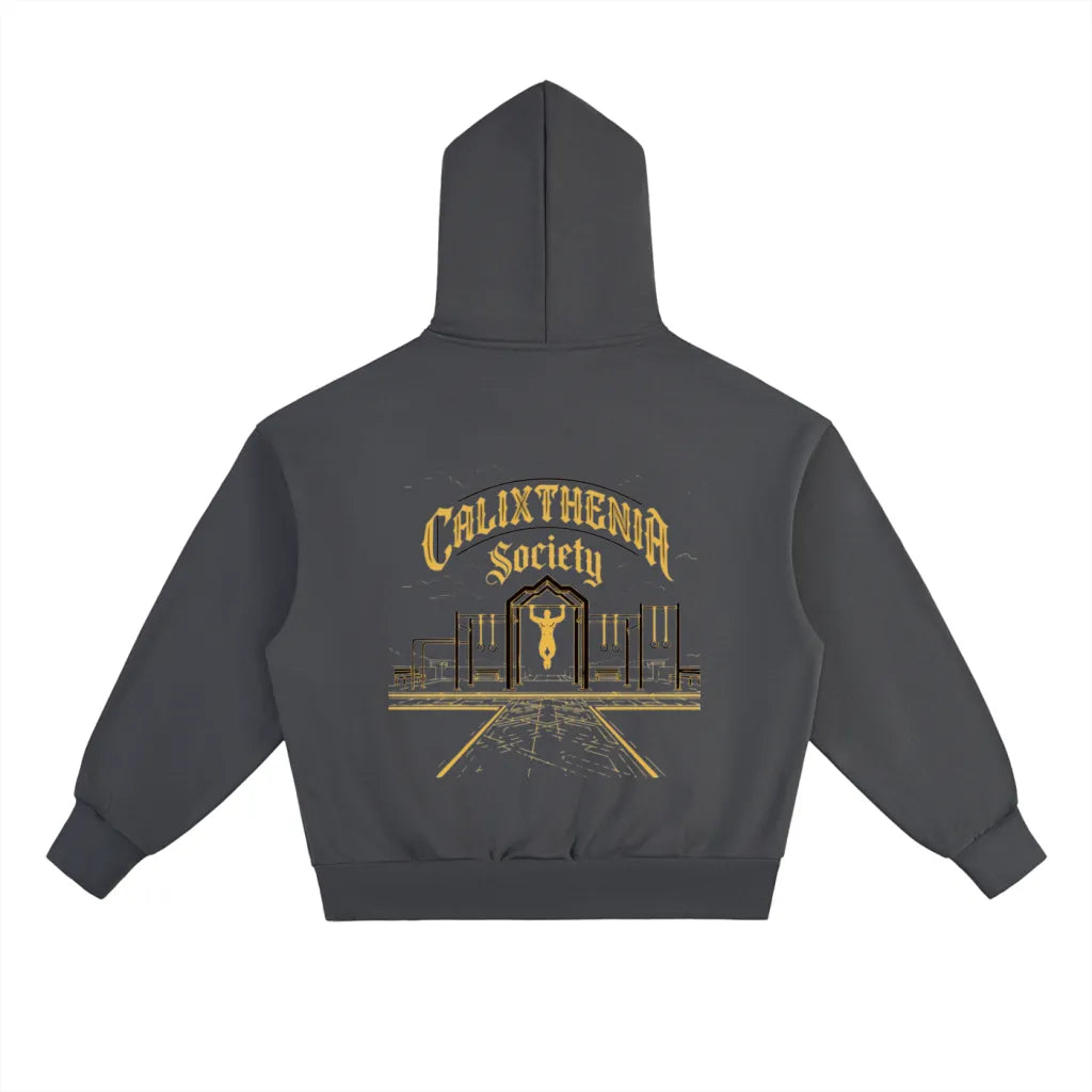Society Hoodie – Premium black calisthenics hoodie with Calixthenia embroidery, streetwear